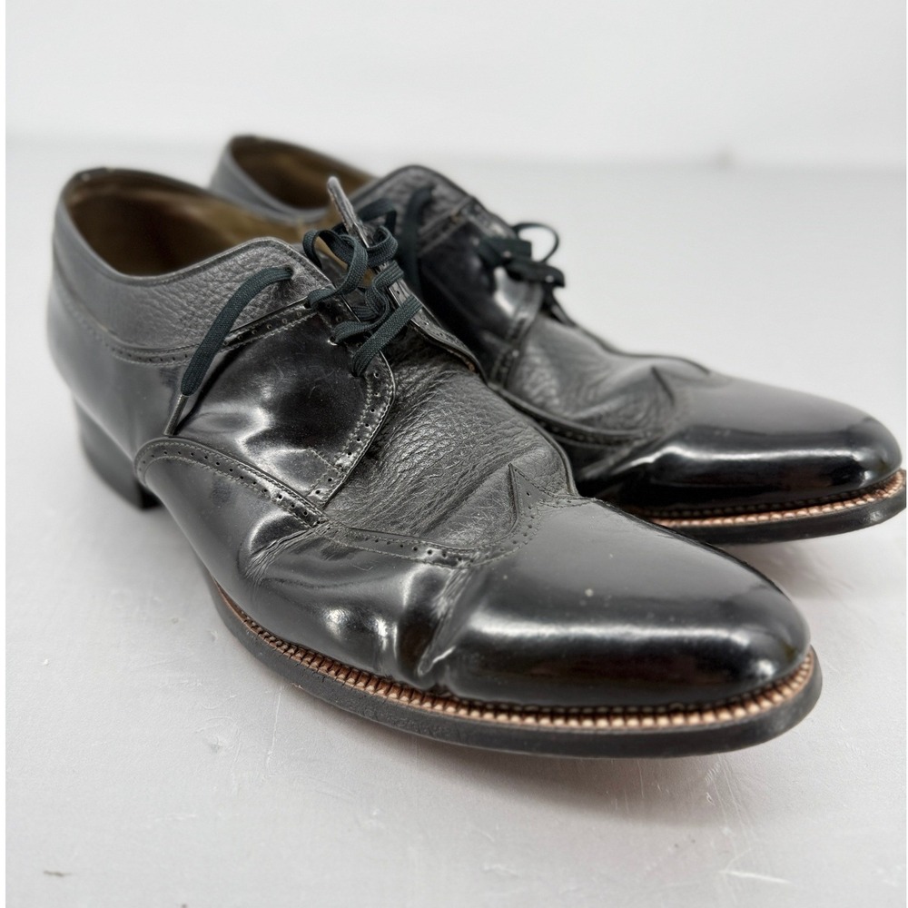 Stacy Baldwin Mens Black Leather Wingtip Oxford Dress Shoes Goodyear Welt Biflex
